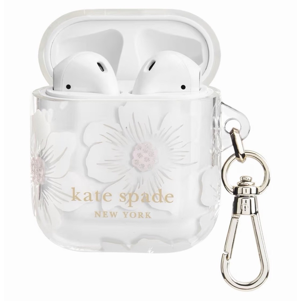 Kate Spade AirPods Case Hollyhock‎ Floral Keychain 1st 2nd Gen New In Box